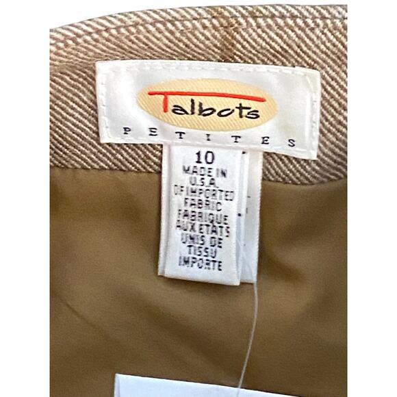 Vtg Talbots 100% LambsWool Wrap Midi Skirt Brown Tan Striped Plaid Size 10P NWT - Picture 5 of 7